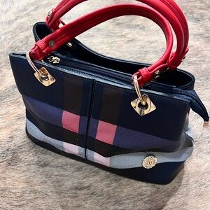 Plaid Tote with Red Handles | Never Used